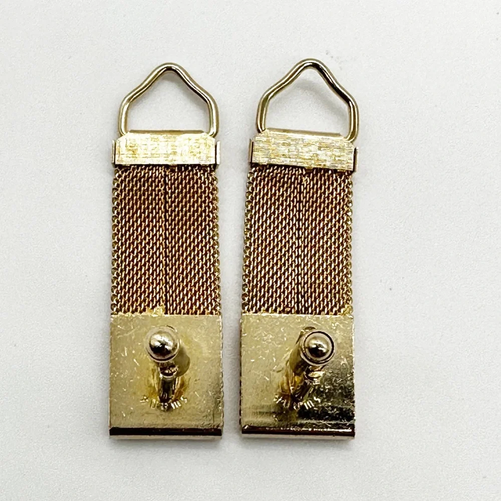 Vintage Swank Mesh & Brushed Gold Square Cufflinks
